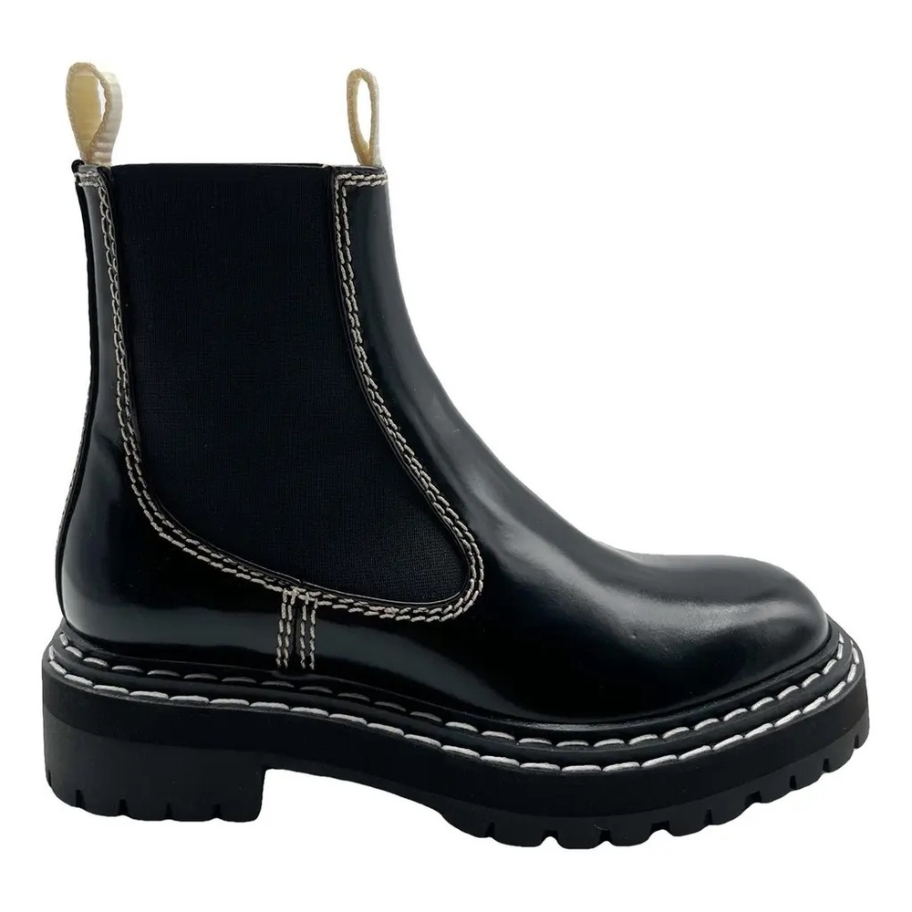 Proenza Schouler Polished Leather Lug Chelsea Boots Size 40